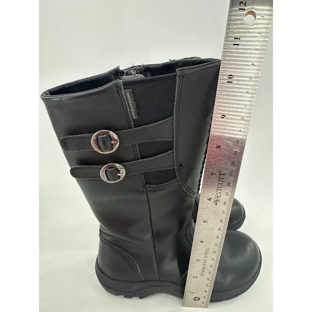 Keen Bern Girls Size 1 Waterproof Leather Knee-High Boots Zipper & Buckle
